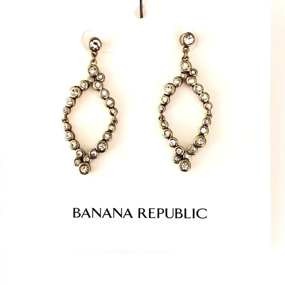 Banana Republic Riveria Crystal Point Hoop Earrings NWT 45